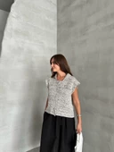 Siyah-Gri Mealy Polo Yaka Triko Hırka - 5