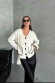 Ekru Çoban Dikiş Torba Cepli Hırka - 4