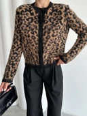 Siyah-Hardal Leopar Desenli Hırka - 2