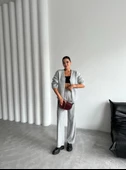 Gri Çoklu Mini Taşlı Fermuarlı Hırka - 8