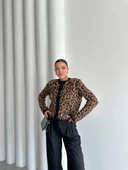 Siyah-Hardal Leopar Desenli Hırka - 6