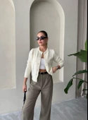 Krem Shake Düğmeli Basic Hırka - 3