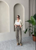 Krem Shake Düğmeli Basic Hırka - 2