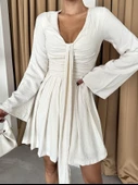 Natural Flare Kol Mini Elbise - 2