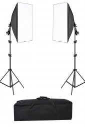 Softbox 50x70 Paraflaş Tek Duylu Sürekli işık 200cm ayak 2 li set - 2