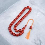 Özel Seri Osmanlı Benzetmesi Saray Püsküllü 11x11 mm Fıçı Kesim Sıkma Kehribar Tesbih thumbnail 1