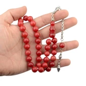 Özel Seri Alpaka Püsküllü 11x11 mm Küre Kesim Sıkma Kehribar Tesbih thumbnail 2