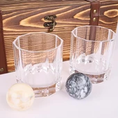 2 Adet Churchill Viski Bardağı ve 2'li Küre Mermer Granit Viski Taşı Sandıklı - 5