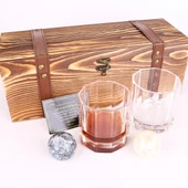 2 Adet Churchill Viski Bardağı ve 2'li Küre Mermer Granit Viski Taşı Sandıklı - 1