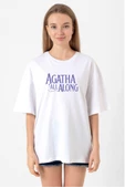 Agatha All Along Lettern Beyaz Kadın Oversize Tshirt - 1