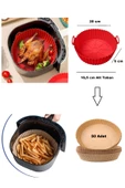 2'li Set 50 Adet AirFryer Yağsız Pişirme Kağıdı Silikon Yanmaz Yapışmaz Koku Yapmaz Yıkanabilir Pişirme Kabı - 1