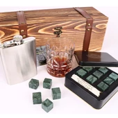 Paris Viski Bardağı 9 Adet Viski Taşı 8 Oz Cep Matarası Sandıklı Set - 1