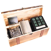 Paris Viski Bardağı 9 Adet Viski Taşı 8 Oz Cep Matarası Sandıklı Set - 2