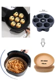 2'li Set 50 Adet AirFryer Yağsız Pişirme Kağıdı Silikon 7 Gözlü Hava Fritözü Muffin Kek Çörek Kalıbı - 1