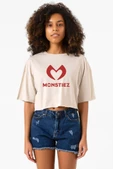 Babymonster Monstiez Bej Kadın Crop Tshirt thumbnail 1