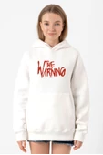 The Warning Logo Beyaz Kadın 3ip Kapşonlu Sweatshirt thumbnail 1