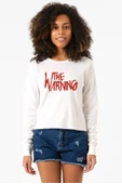 The Warning Logo Ekru Ekstra Uzunkol Sweatshirt - 1