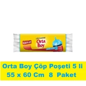 Koroplast Çöp Poşeti Orta Boy Mavi 5 Li 55 x 60 Cm x 8 Paket - 1