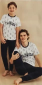 Erkek Çocuk Kısa Kol , Uzun Pantolonlu Penye Pijama Takım M00679 - 12