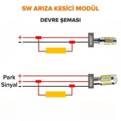Volkswagen T10 Dipsiz Ampul Led Arıza Kesici 5W thumbnail 3