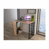 Woodn Love Asya 2 Raflı Metal Ayaklı Çalışma Masası - Atlantik Çam / Siyah - 9