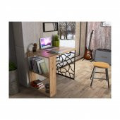 Woodn Love Asya 2 Raflı Metal Ayaklı Çalışma Masası - Atlantik Çam / Siyah - 10