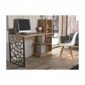 Woodn Love Elektra Kitaplıklı Metal Ayaklı Çalışma Masası - Atlantik Çam  / Siyah - 9