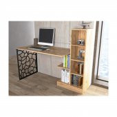 Woodn Love Elektra Kitaplıklı Metal Ayaklı Çalışma Masası - Atlantik Çam  / Siyah - 10