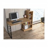 Woodn Love Elektra Kitaplıklı Metal Ayaklı Çalışma Masası - Atlantik Çam  / Siyah - 11