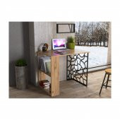 Woodn Love Asya 2 Raflı Metal Ayaklı Çalışma Masası - Atlantik Çam / Siyah - 1