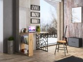 Woodn Love Asya 2 Raflı Metal Ayaklı Çalışma Masası - Atlantik Çam / Siyah - 3