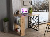 Woodn Love Asya 2 Raflı Metal Ayaklı Çalışma Masası - Atlantik Çam / Siyah - 4