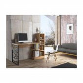 Woodn Love Elektra Kitaplıklı Metal Ayaklı Çalışma Masası - Atlantik Çam  / Siyah - 1