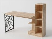 Woodn Love Elektra Kitaplıklı Metal Ayaklı Çalışma Masası - Atlantik Çam  / Siyah - 3