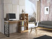 Woodn Love Elektra Kitaplıklı Metal Ayaklı Çalışma Masası - Atlantik Çam  / Siyah - 4