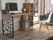 Woodn Love Elektra Kitaplıklı Metal Ayaklı Çalışma Masası - Atlantik Çam  / Siyah - 5