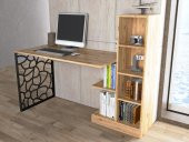 Woodn Love Elektra Kitaplıklı Metal Ayaklı Çalışma Masası - Atlantik Çam  / Siyah - 6