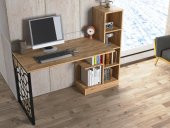 Woodn Love Elektra Kitaplıklı Metal Ayaklı Çalışma Masası - Atlantik Çam  / Siyah - 7