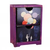 Astronot Ve Gezegenler Ahşap El Yapımı Şifonyer - 1