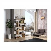 Woodn Love Zambak 5 Raflı Altıgen Desen Kitaplık - Atlantik Çam / Siyah - 2