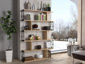 Woodn Love Zambak 5 Raflı Altıgen Desen Kitaplık - Atlantik Çam / Siyah - 4
