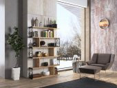 Woodn Love Zambak 5 Raflı Altıgen Desen Kitaplık - Atlantik Çam / Siyah - 5