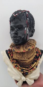 Modern Dekoratif Afrikalı Şaman Erkek Büst Biblo Masaüstü Süsü - 1