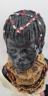 Modern Dekoratif Afrikalı Şaman Erkek Büst Biblo Masaüstü Süsü - 2