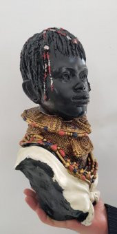 Modern Dekoratif Afrikalı Şaman Erkek Büst Biblo Masaüstü Süsü - 5