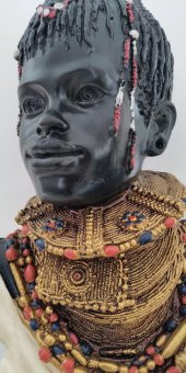 Modern Dekoratif Afrikalı Şaman Erkek Büst Biblo Masaüstü Süsü - 6