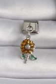 316L Çelik Gümüş Renk Papatya Model Nomination Charm - TJ-BC1097 - 1
