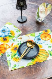 2 Adet White Sun Flower Duck Kumaş Amerikan Servis Takımı 30 x 45 cm - 1