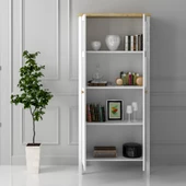 Sakura Nickky Hasır kapaklı kitaplık-Wood Beyaz-Minifiks Bağlantılı - 5