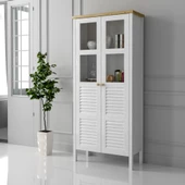 Sakura Nickky Hasır kapaklı kitaplık-Wood Beyaz-Minifiks Bağlantılı - 1